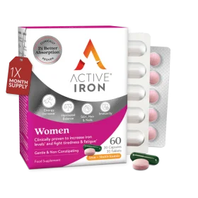 Active Iron Women | Iron + Complete Multivitamin for Women | 30 Iron Capsules + 30 Multivitamin Tablets | 30 Day Supply