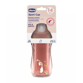 Chicco sport cup - μονωτικό μπιμπερό με καλαμάκι 14m+ ροζ χρώμα 266 ml