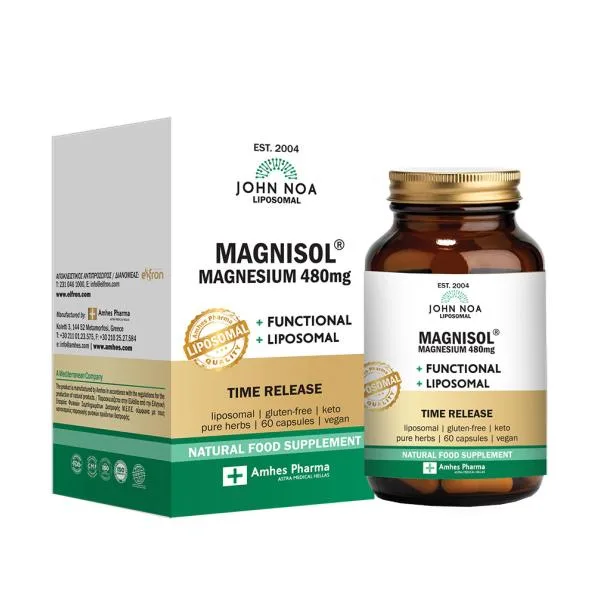 John Noa Magnisol Magnesium 480mg 60 caps, Συμπλήρωμα Διατροφής με Μαγνήσιο Βραδείας Αποδέσμευσης 60 κάψουλες