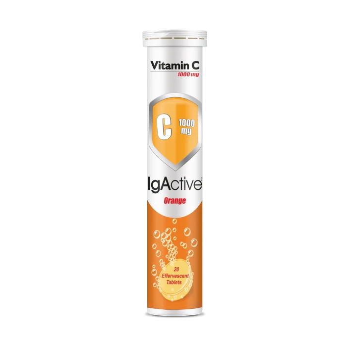 IgActive Vitamin C 1000mg με Γεύση πορτοκάλι 20 Αναβράζοντα Δισκία