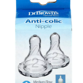 Dr. Brown's, Natural Flow®, Θηλή κατά των κολικών, 3 μηνών +, μέτριας ροής, 2 τεμ.