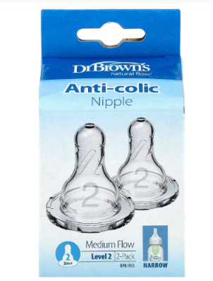 Dr. Brown's, Natural Flow®, Θηλή κατά των κολικών, 3 μηνών +, μέτριας ροής, 2 τεμ.