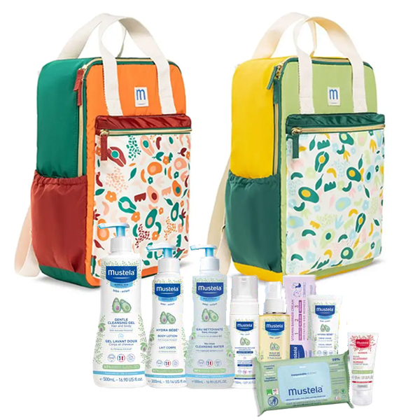 Mustela Baby Start Set Με 9 Προϊόντα Περιποίησης & Δώρο Mustela Τσάντα Μεταφοράς Πορτοκαλιά