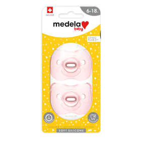 Medela Baby Soft Πιπίλες Σιλικόνης Ποικιλία 6-18m - 2 Τμχ Διάφορα Χρώματα