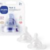 MAM Teats Size 2, Medium Flow, 2 Pack | Suitable from 2+ Months, Fits All MAM Bottles, Made from SkinSoft Silicone, Baby Accessories for Newborn