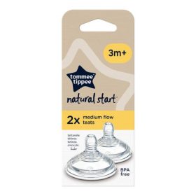 TOMMEE TIPPEE Natural Start Bottle Teats Pack of 2 – Medium Flow