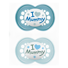 MAM Πιπίλα 2 τεμαχίων Original - Σιλικόνη 16 M - I Love Mummy - Μπλε