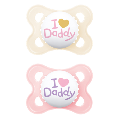 MAM Original I Love Daddy Pink & Beige Color 2-6m Pacifier – 2 pcs