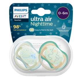 Philips Avent Ultra Air Nighttime Soother 0-6 months 2 pack