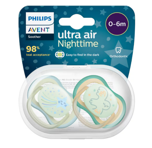 Philips Avent Ultra Air Nighttime Soother 0-6 months 2 pack