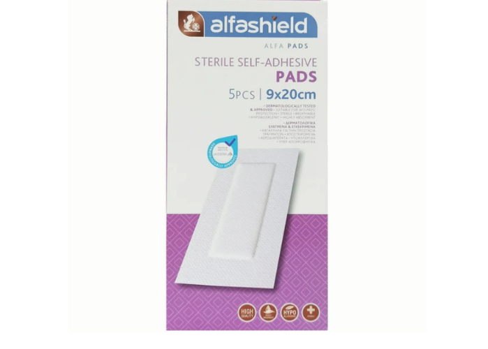 AlfaShield Sterile Self-Adhesive Pads 5 Τεμάχια - 9x20cm