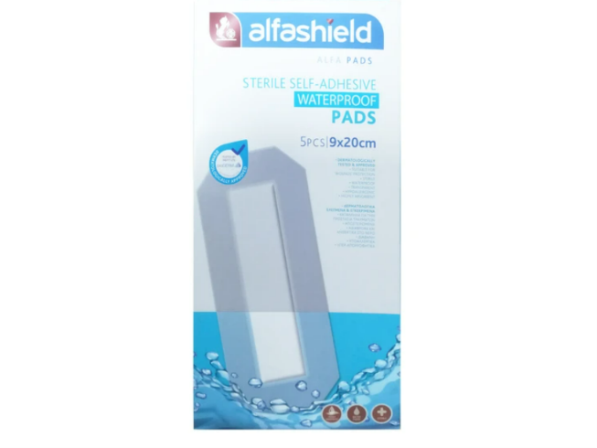 AlfaShield Sterile Self-Adhesive Waterproof Pads 5 Τεμάχια - 9x20cm