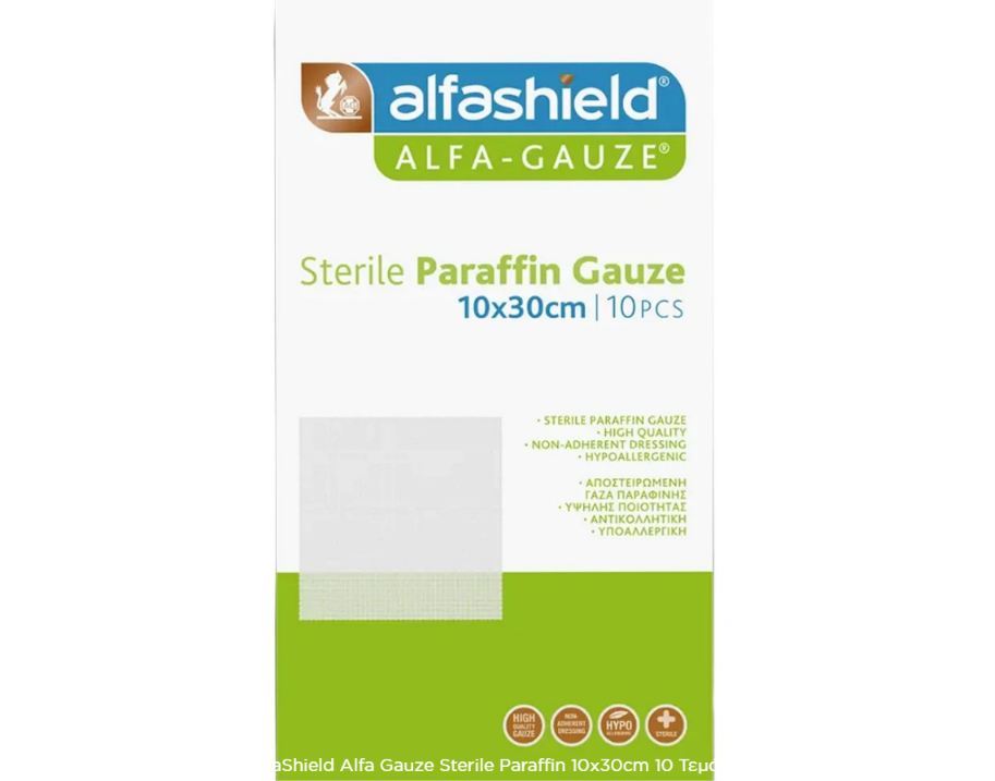 AlfaShield Alfa Gauze Sterile Paraffin 10x30cm 10 Τεμάχια