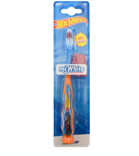 Mr White Hot Wheels Toothbrush Παιδική Οδοντόβουρτσα με Καπάκι Soft από 3+ Ετών